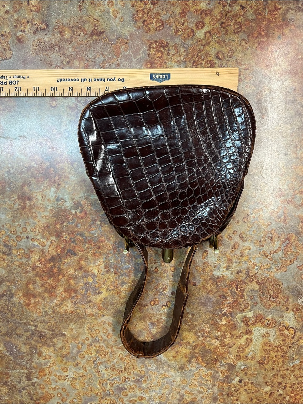 Vintage Dark Brown Croc-Embossed Women's Wristlet Clutch